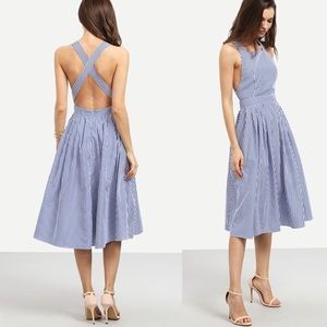 Striped blue apron dress